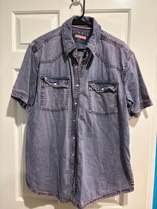 Free People Tops - Free People We The Free denim Perl snaps shirt western cowgirl M blue acid wash
